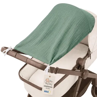 Produktbild von Sonnensegel Kinderwagen 70x45 cm Sonnenschutz UV Schutz Musselin Salbeifarbe