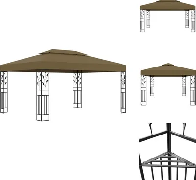 Produktbild von vidaXL Pavillon mit Doppeldach 3x4 m Taupe 180 g/m² - Pavillons & Partyzelte