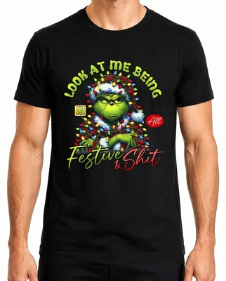 Immagine prodotto di Maglietta da uomo Grinch Look At Me Being Festive Christmas Funny Gift, Nero, XXL