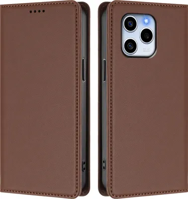 Image de Étui en cuir pour Honor 60 SE, étui à rabat magnétique en cuirPolyuréthaneavec support, marron