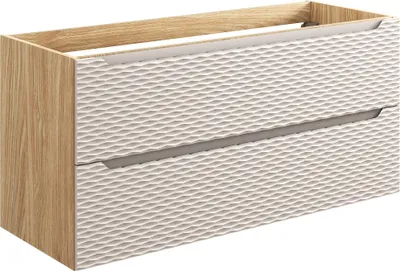 Zdjęcie produktu dla Szafka Łazienkowa Pod Umywalkę 120 Cm Beż Dąb 2 Szuflady