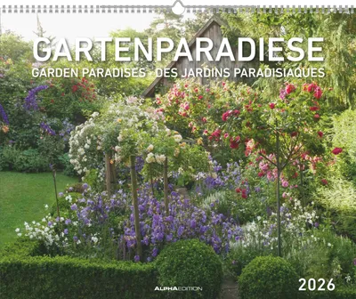 Produktbild von Alpha Edition - Gartenparadiese 2026 - Wandkalender 52×42,5 cm mit 12 traumhaften Gartenmotiven, hochwertiger Blumenkalender mit Spiralbindung, ideales Geschenk für Naturfreunde & Gartenliebhaber