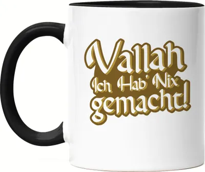 Produktbild von Vallah ich hab nix gemacht Tasse Schwarz Türkisch Arabisch Lustig Spruch Humor Statement