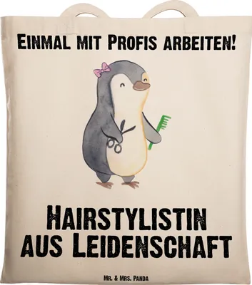 Produktbild von Mr. & Mrs. Panda tragetasche baumwolle Hairstylistin Leidenschaft - Transparent - Geschenk, Laptoptasche, Shopping Tasche, Witzig, Tote Bag, Lustig, Friseursalon, Spruch