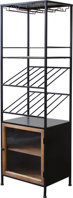 Immagine prodotto di Milani Home - portabottiglie e portacalici in metallo e legno, antracite, 52 x 41 x 166 cm