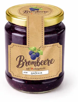 Produktbild von Itenga 50 x Kombi Marmeladenetikett für Deckel und Glas - Brombeere