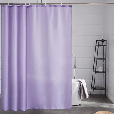 Image de Rideau de douche en tissu, 180x200 cm, violet, anti-moisissure, lavable, avec 12 crochets