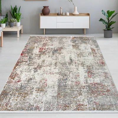 Image de Tapis contemporain salon motif unique style abstrait multicolore Taille - 200 x 290 cm