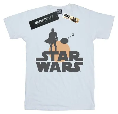Imagen del producto de Camiseta para mujer de Star Wars, "The Mandalorian y el Niño", modelo BI45625 (talla L), color blanco