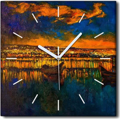 Produktbild von Coloray Uhr auf Leinwand 30x30 cm Wand Uhr Dekoration Wohnzimmer Segeltuch weiße Zeiger -Bootsnachtlicht
