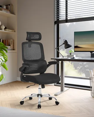 Obrázek produktu pro Kancelářská židle SONGMICS, ergonomická, sklopné područky, houpací funkce, inkoustově černá