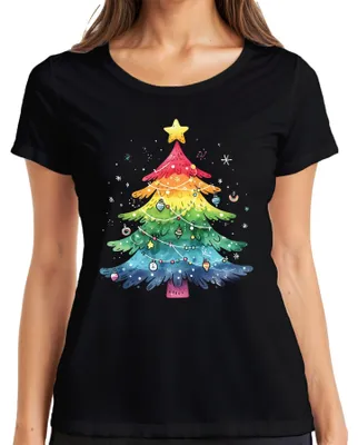 Obrázok produktu pre Vianočný stromček LGBTQ - Vianočný darček Dámske tričko, čierne, 3XL