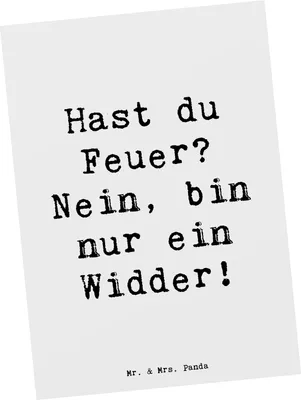 Produktbild von Mr. & Mrs. Panda Postkarte Spruch Widder Feuer - Weiß - Geschenk, Sternzeichen, Leidenschaft, Geschenke Astrologie, Tierkreiszeichen, Postkarten, Feuerzeichen, Grußkarte