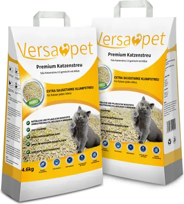 Produktbild von Versapet Tofu Katzenstreu Klumpstreu Cat Litter Staubfrei 2 x 10 Liter