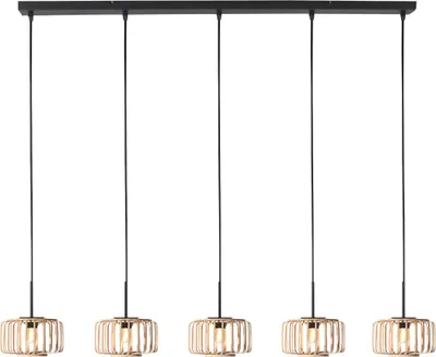 Image de Mexlite - suspension - HaloSwap - naturel noir - bambou - grande lampe de table à manger - E27 - 4527ZW