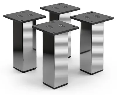 Produktbild von 4er Set sossai Aluminium Möbelfüße 150mm in Chrom Schrankfüße Sockelfüße