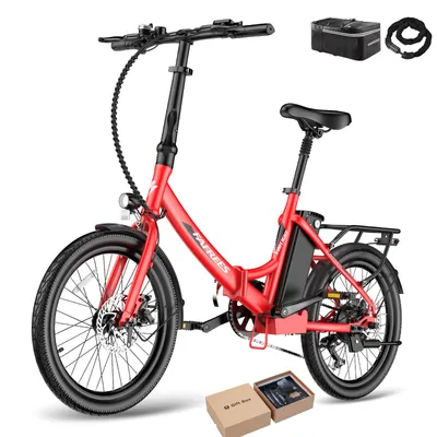 Produktbild von Pedelec 20 Zoll 250W Shimano 7S 36V 20Ah Akku 150km Reichweite spritzwassergeschützt IPX5, Rot