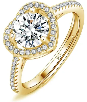Produktbild von Damen Ring Verstellbar 925 Sterling Silber Zirkonia Rund Weiß Rosegold Gold