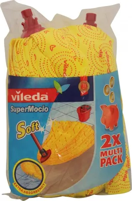 A packaged Vileda SuperMocio Soft mop refill multi-pack.