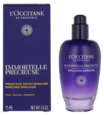 Produktbild von L'Occitane Immortelle Precious, Frauen, 75 ml, Emulsion, Jeder Hauttyp, Elastizität, Feuchtigkeitsspendend, Nährend, Aufpolsterung, Glättend, Pumpenflasche