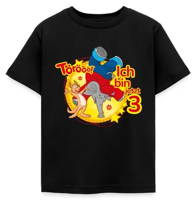 Produktbild von Spreadshirt Benjamin Blümchen Ich Bin Jetzt 3 Kinder T-Shirt, 122/128 (7-8 Jahre), Schwarz
