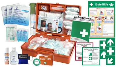 Produktbild von Erste-Hilfe-Koffer GASTRO M5+ Komplettpaket für Betriebe aktuelle DIN 13157 inkl. Augenspülung + Brandgel + detektierbare Pflaster + Hydrogelverbände