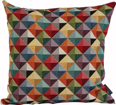 Obrázek produktu pro Gobelínový dekorační povlak na polštář pro pohovku ložnici obývací pokoj, MULTICOLOUR GEOMETRIC, 45x45