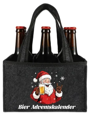 Produktbild von Flaschentasche Bier Adventskalender Filz 24x15x15cm mit Trennwänden