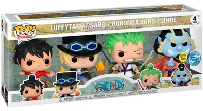 Immagine prodotto di Funko POP! Set da 4 personaggi di One Piece: Luffy, Sabo, Zoro e Jinbe – Edizione esclusiva