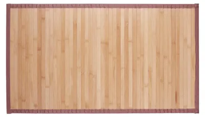 Produktbild von Relaxdays Bambusmatte, 80x45 cm, feuchtigkeitsresistent, rutschfest, Bambus Fußmatte Bad, Flur, Küche, Badteppich, natur