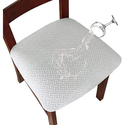 Immagine prodotto di Copri sedie impermeabili, set da 6, fodere elastiche, lavabili, colore bianco