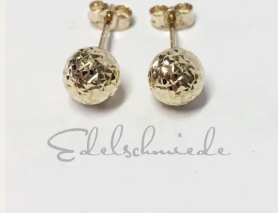 Produktbild von Kugelohrstecker mit Diamantierung 375/- Gold 6mm