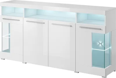 Productafbeelding van Buffet XL 180cm met 4 deuren in hoogglans wit uit de collectie BOMBAY
