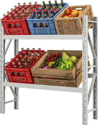 Produktbild von Getränkekistenregal, bis 6 Kisten, höhenverstellbar, Stahlrahmen, 110x30x110 cm, Weiß