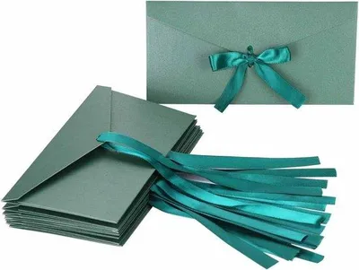 Produktbild von Papier Enveloppen für Geburtstagskarten und Hochzeitsinvitationen mit Bändern - Handgefertigt und Feierlich