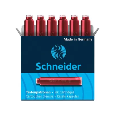 Produktbild von Schneider Standard-Tintenpatronen rot, Packung mit 6 Stück
