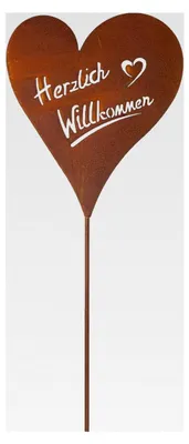Produktbild von Rasenstecker Herzlich Willkommen Herz Edelrost H=66 cm