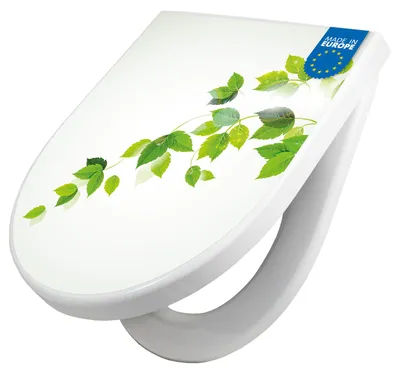 Produktbild von WC Sitz mit Absenkautomatik D Form Motiv Ranke Gelb Weiß [TDW3 10355]