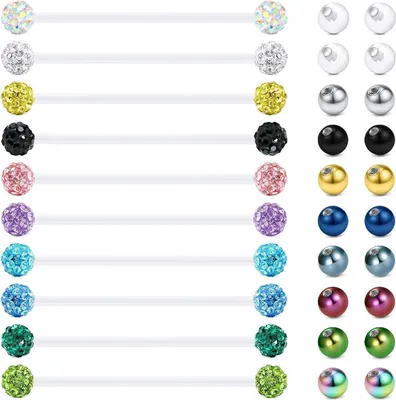 Obrázek produktu pro Piercing jazyka Plastové čiré šperky Bioflex Tongue 12-38mm Barbell