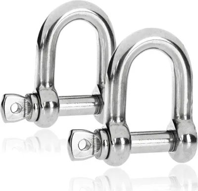 Zdjęcie produktu dla COM-FOUR® 2x szekla w kształcie litery D - szekla karabińczyka duża z zakrętką - szekla ze śrubą oczkową - stal nierdzewna 304, wytrzymała - 10 x 60 mm