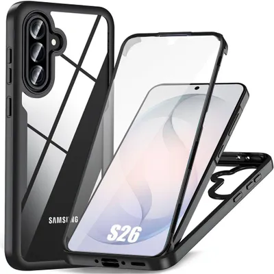 Image de Coque pour Samsung Galaxy S26, Protection Intégrale Avant TPU Souple et Arrière PC Rigide - Noir