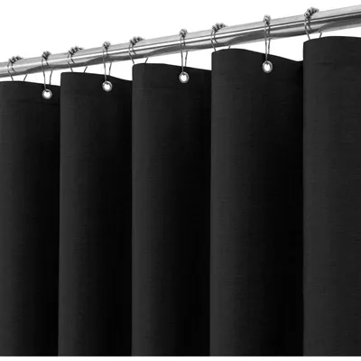 Produktbild von Duschvorhang Leinen 182x182cm Schwarz mit Metallringen Wasserdicht Anti Schimmel Set