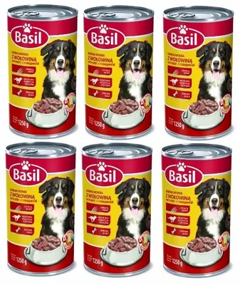 Obrázok produktu pre Bazalka 1250g hovädzie krmivo pre psov 6ks plechoviek