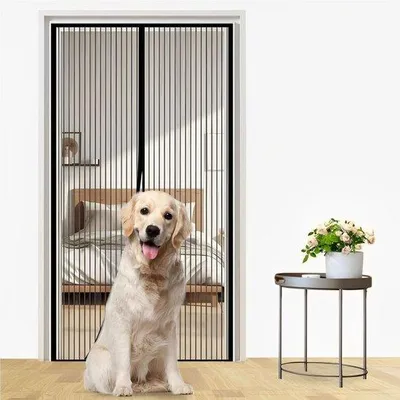Immagine prodotto di Zanzariera magnetica per balcone - Protezione dagli insetti - Facile montaggio con nastro in velcro - Per soggiorno, cantina e portefinestre - 90 x 220 cm - Metallo - Nero