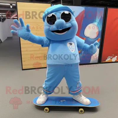 Obrázok produktu pre Postava maskota REDBROKOLY: modrý skateboard s vestou a členkovými ortézami