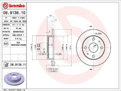 Produktbild von BREMBO Bremsscheiben (2 Stück) Vorderachse 08.9138.10