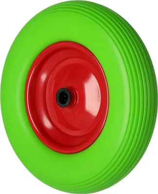 Produktbild von Pannensicheres Rad 400 x 100, mit Stahlfelge und Achse Ø 25 mm, grün