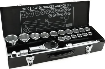 Obrázek produktu pro Yato YT-1335, Sada nástrčných hlavic na ráčnu, 20 kusů, Černá, Chrom, Chrom Vanadová ocel