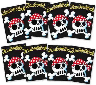 Produktbild von Notizblöcke mit Jolly Roger Motiv, 8er Set, im Format DIN A8 (7,5 x 5,2 cm)