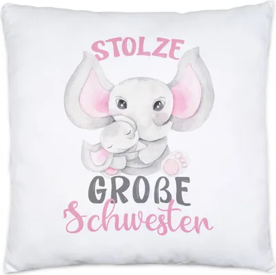 Produktbild von Stolze Große Schwester Kissen Elefanten Liebe Familie Schwesternliebe Beschützerin Geschwister Geborgenheit